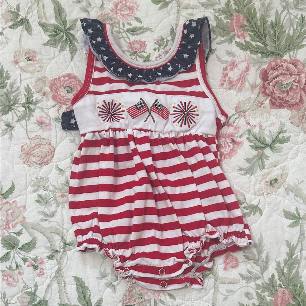 Red and White Striped Baby Romper